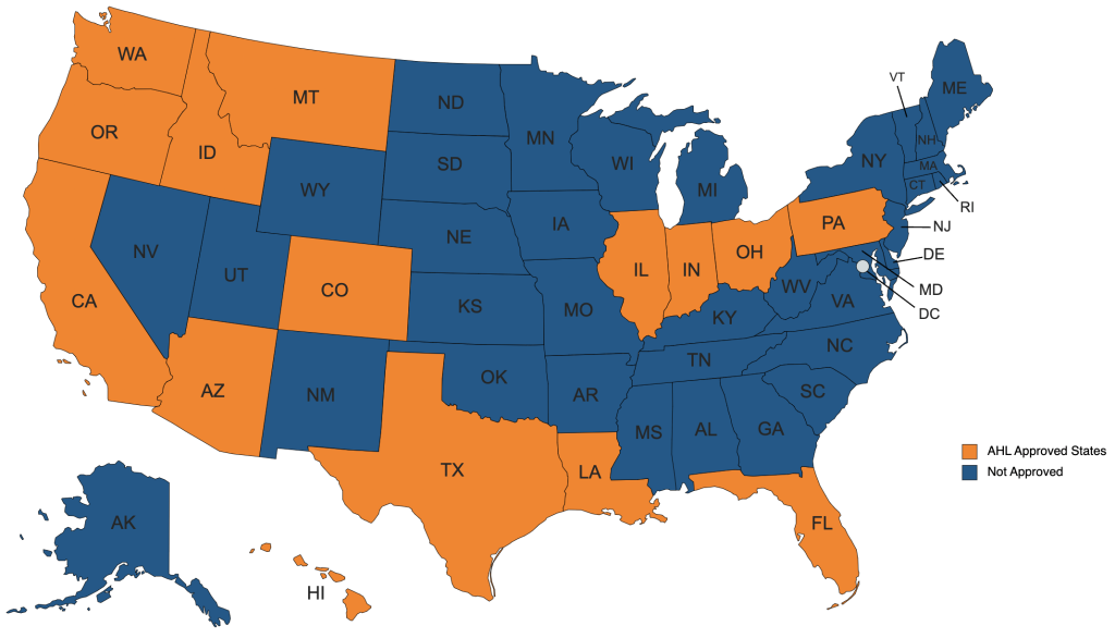 AHL Funding Approved States Map