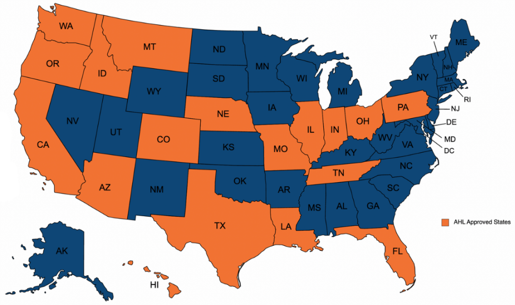 AHL Funding Approved States Map
